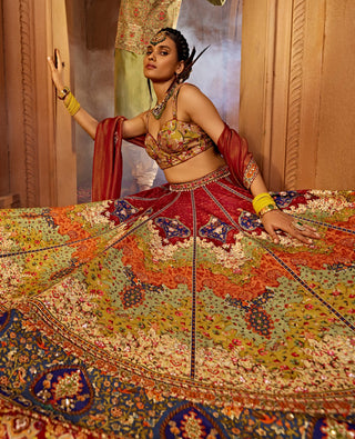 Mehvish Multicolor Lehenga Set by Kalista, available on Indiaspopup.com