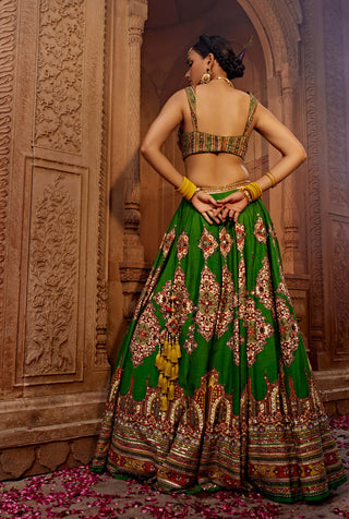 Zaina Forest Green Lehenga Set by Kalista, available on Indiaspopup.com