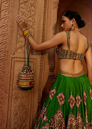 Zaina Forest Green Lehenga Set by Kalista, available on Indiaspopup.com