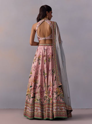 Neisha Printed Powder Pink Lehenga Set by Kalista available on Indiaspopup.com