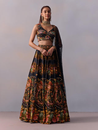 Naaz Printed Black Lehenga Set by Kalista available on Indiaspopup.com