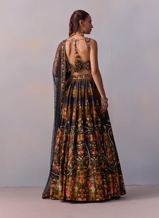 Naaz Printed Black Lehenga Set by Kalista available on Indiaspopup.com