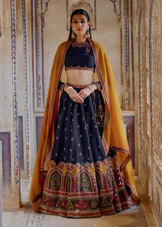 Zeenat midnight blue lehenga set