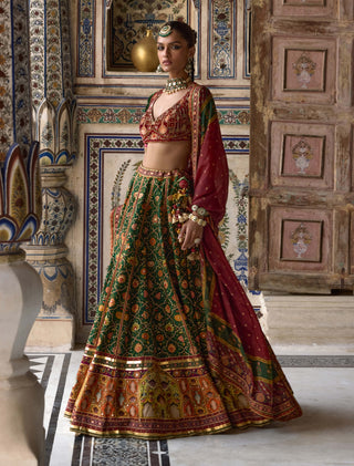 Sameera Green Lehenga Set by Kalista available on Indiaspopup