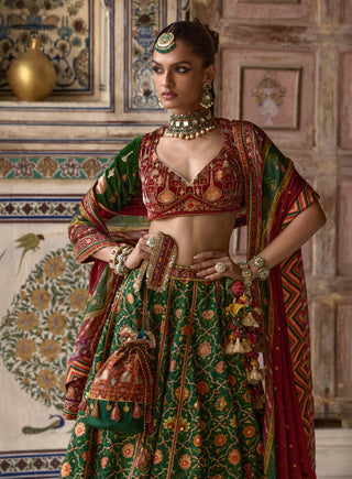 Sameera Green Lehenga Set by Kalista available on Indiaspopup