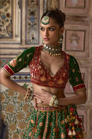 Sameera Green Lehenga Set by Kalista available on Indiaspopup