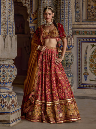 Sameera Hot Pink Lehenga Set by Kalista available on Indiaspopup