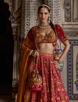 Sameera Hot Pink Lehenga Set by Kalista available on Indiaspopup