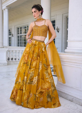 Cyntia golden yellow lehenga set