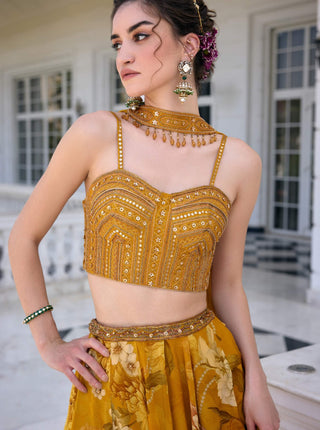 Cyntia golden yellow lehenga set