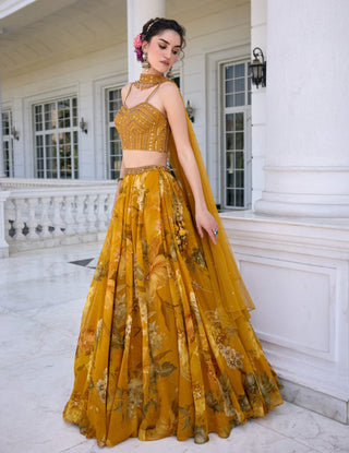 Cyntia golden yellow lehenga set