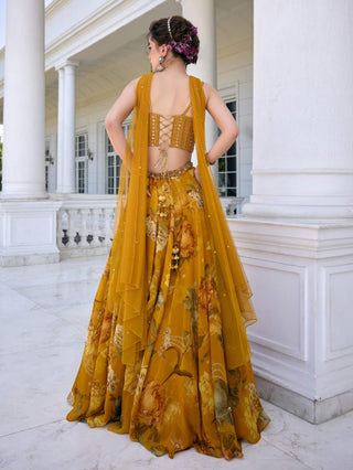 Cyntia golden yellow lehenga set