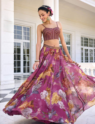 Cynthia tyrian purple lehenga set