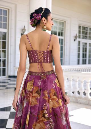 Cynthia tyrian purple lehenga set