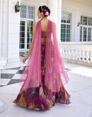 Cynthia tyrian purple lehenga set