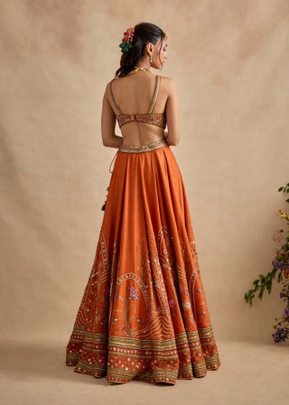 Yamika tangerine orange lehenga set