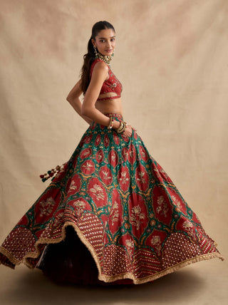 Shazia maroon green lehenga set
