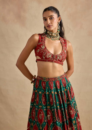 Shazia maroon green lehenga set