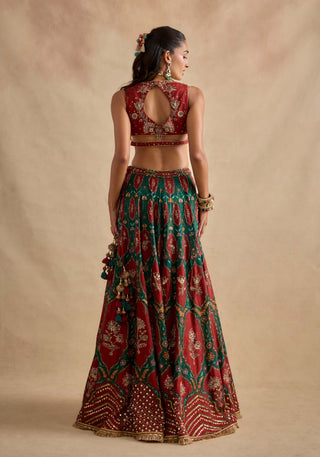 Shazia maroon green lehenga set