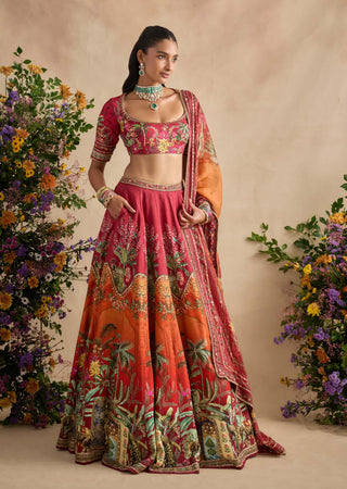 Saranya carime red lehenga set