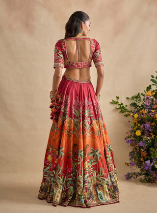 Saranya carime red lehenga set