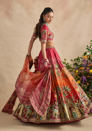 Saranya carime red lehenga set