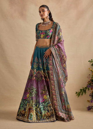 Saranya bondi blue and purple lehenga set