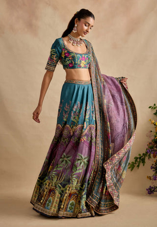Saranya bondi blue and purple lehenga set
