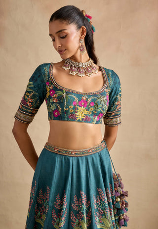 Saranya bondi blue and purple lehenga set