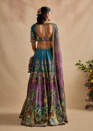 Saranya bondi blue and purple lehenga set