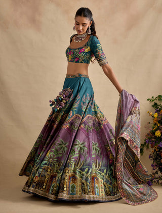 Saranya bondi blue and purple lehenga set