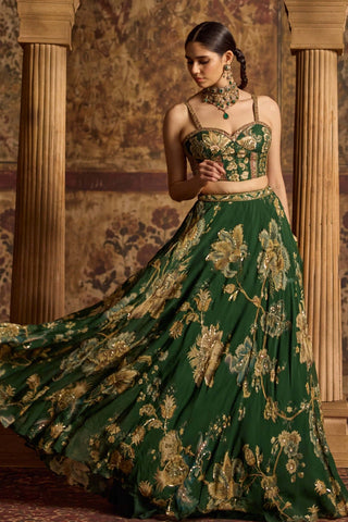 Samreen emerald green lehenga set