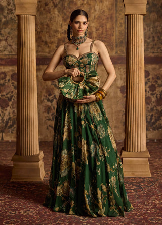 Samreen emerald green lehenga set
