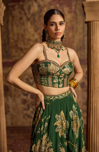 Samreen emerald green lehenga set