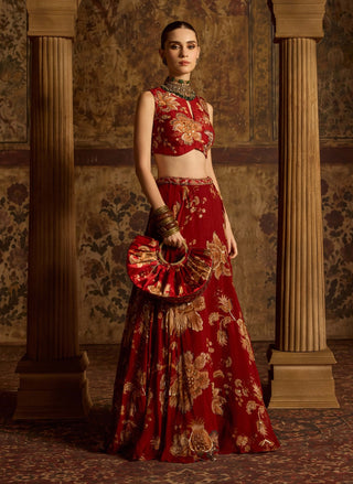 Adwika ruby red lehenga set