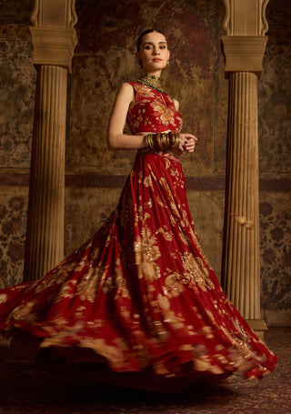 Adwika ruby red lehenga set