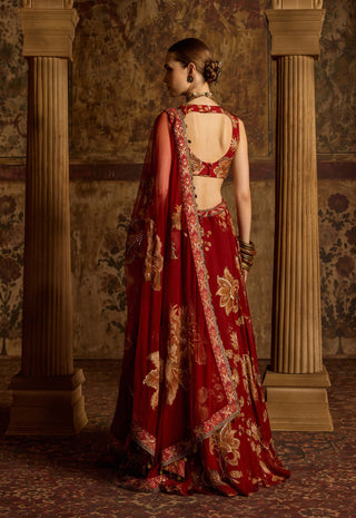 Adwika ruby red lehenga set