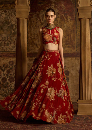 Adwika ruby red lehenga set