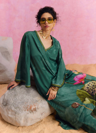 Green Luciana Kaftan And Pants by Kalista, available on Indiaspopup.com