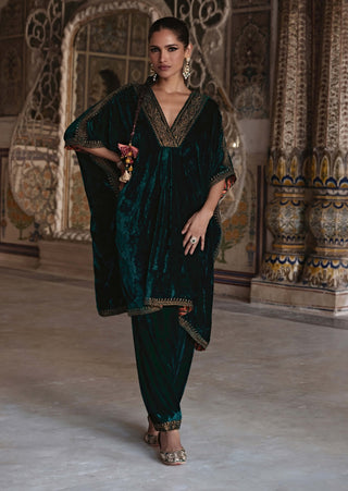 Zohra Green Kaftan And Salwar by Kalista available on Indiaspopup