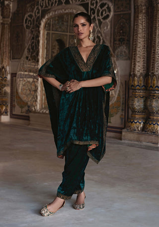 Zohra Green Kaftan And Salwar by Kalista available on Indiaspopup