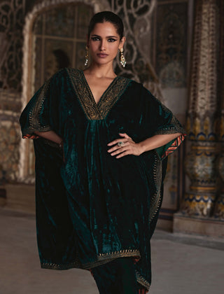 Zohra Green Kaftan And Salwar by Kalista available on Indiaspopup