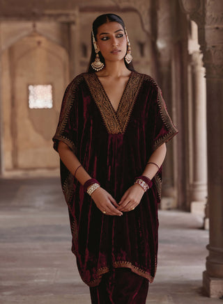 Zohra maroon kaftan and pants