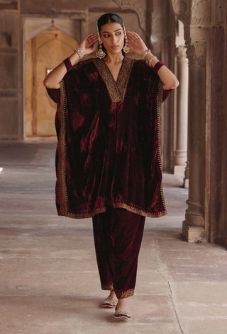 Zohra maroon kaftan and pants