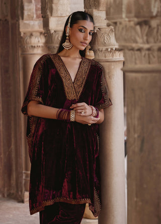 Zohra maroon kaftan and pants