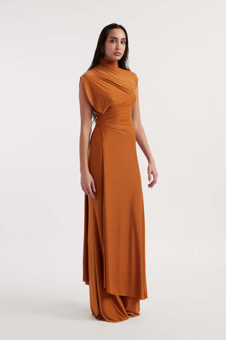 Eduarda rust orange dress