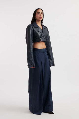 Celia Navy Blue Jacket And Pants by Deme By Gabriella available on Indiaspopup