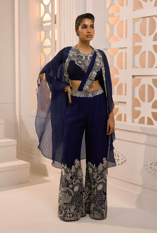 Zareen navy cape set