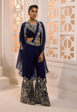 Zareen navy cape set