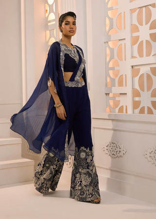 Zareen navy cape set
